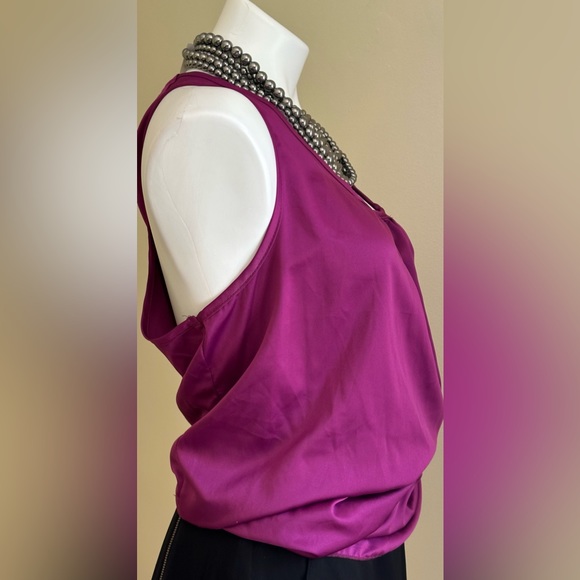 R. Marks New York Pink/Purple Delicate Satin Sleeveless Blouse Bow/Cut Out Sz.1X - Picture 6 of 13